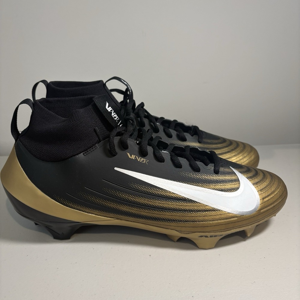 Nike Zoom Air Vapor Pro 1 Black & Gold Football Cleats Men's FB3298 003 SZ 11.5 - Picture 2 of 5